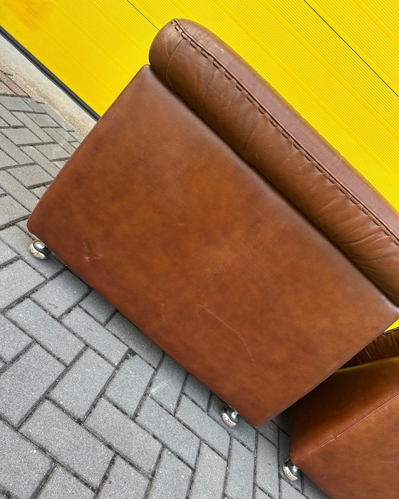 Vintage brown leather Danish lace Armchairs 70s (photo 9 of 21)