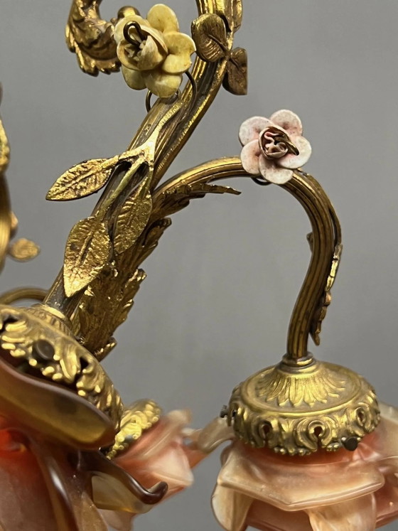 Magnifique lustre Empire français – Bronze, Porcelain (photo 4 of 6)