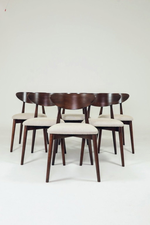 Set di 6 sedie da pranzo scandinave con motivo a spina di pesce tradizionale