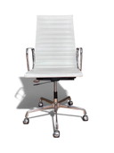 Autentica sedia da scrivania Eames EA 119 per Herman Miller/Vitra - Pelle bianca (anni '70)