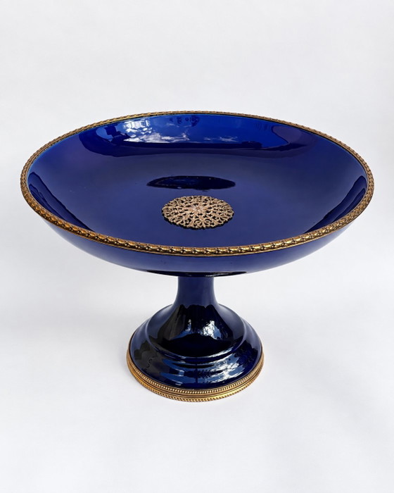 Tazza in Porcellana Blu Cobalto Stile Sèvres, Metallo Dorato, Fine XIX Secolo – Oggetti decorativi, Bronze (photo 3 of 9)