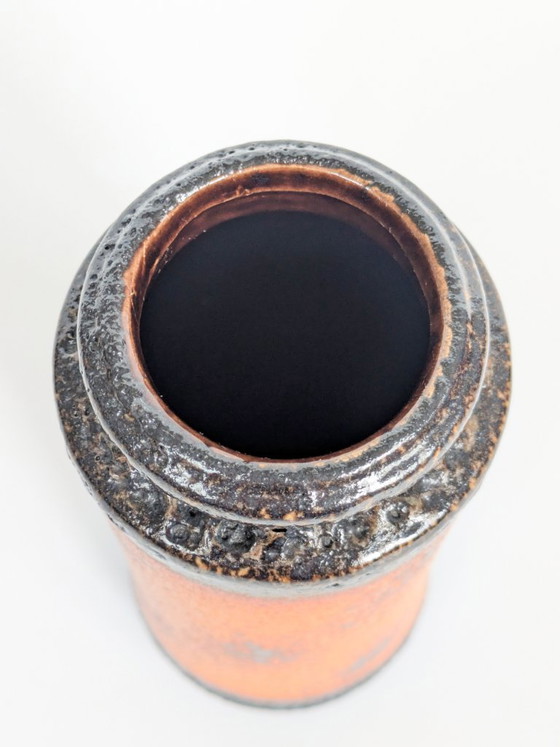 Vintage Scheurich Fat Lava Vase, Model 206 Orange & Brown West German Pottery – Scheurich W-Germany, Ceramic (photo 10 of 11)