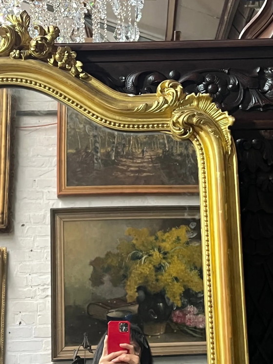 Miroir hauteur 214 cm, cheminée style Louis XV., Bois (photo 11 sur 17)