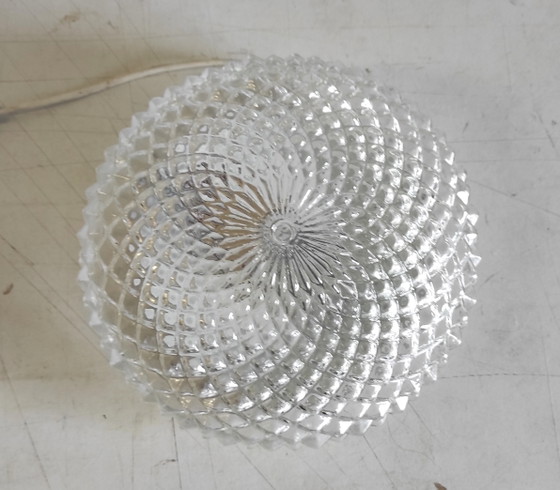 Image 1 of Diamond-point glass ceiling or wall light - mid-20th century