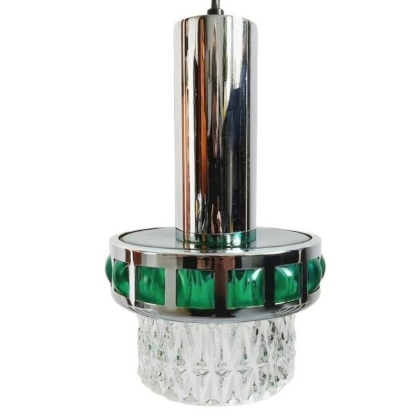 Plafonnier chromé et cristal en aluminium