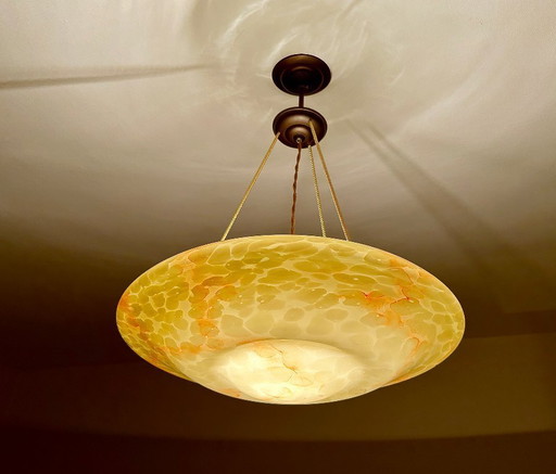 French Art Deco Glass Pendant Lamp