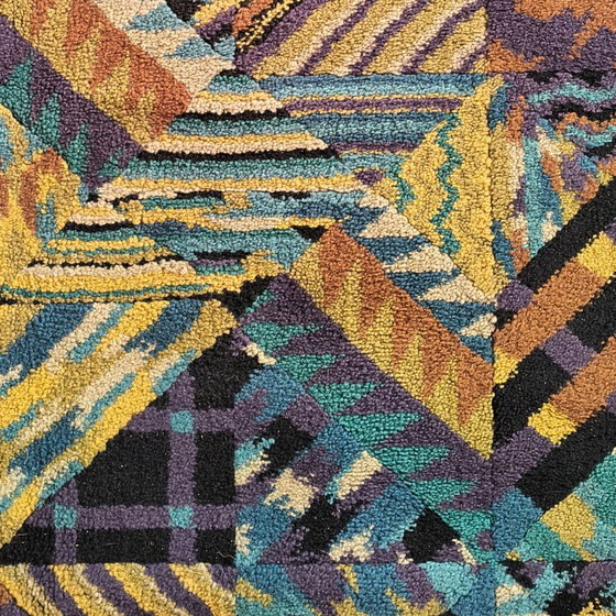 1980s Missoni geometrisch patroon vloerkleed, Multi Color, Vloerkleden en tapijten, Textiel, Geel, Abstract (foto 7 van 14)