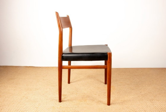 Image 1 of Set van 6 Deense stoelen van teak en skai, nieuw, model 418 van Arne Vodder voor Sibast 1960.