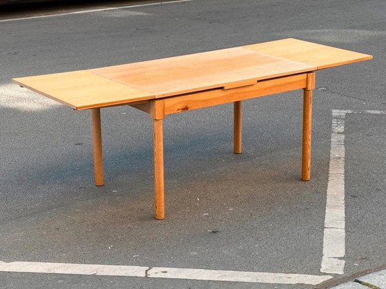 1/1 Dining Table Solid Pine Extendable Mid Century, Wood, Brown, Vintage (photo 3 of 12)