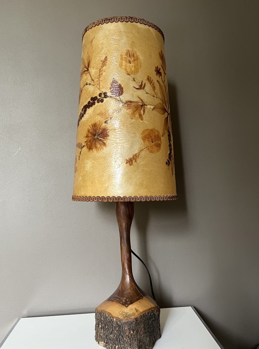 Grande lampe design vintage avec fleurs séchées