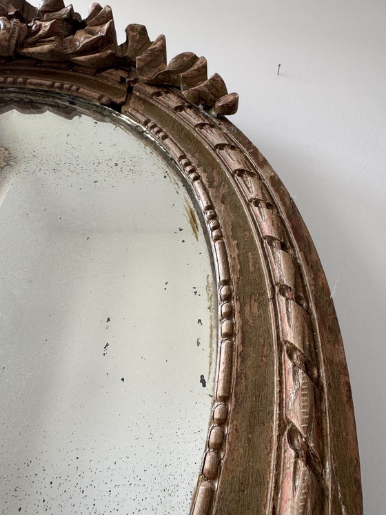 Image 1 of Antique Louis XVI Oval Knot Mirror