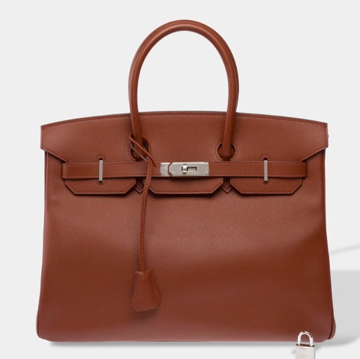 Borsa HERMES Birkin 35 in cuoio marrone - 103214