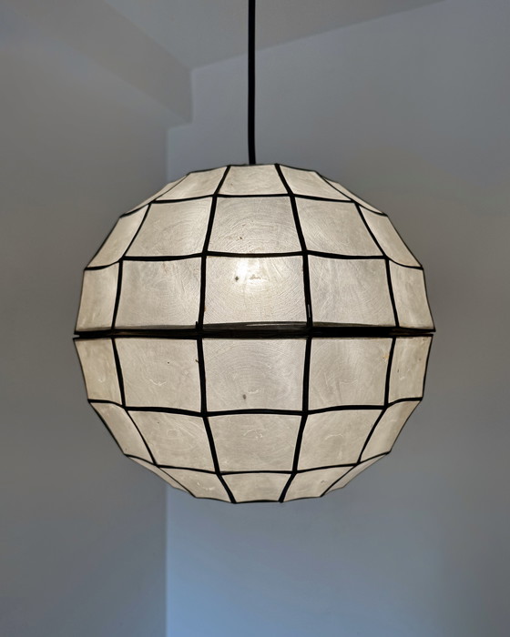 Image 1 of Mother-of-pearl and brass spherical suspension from the 60s