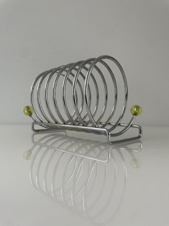 Image 1 of Porta toast cromato postmoderno vintage con dettagli al neon