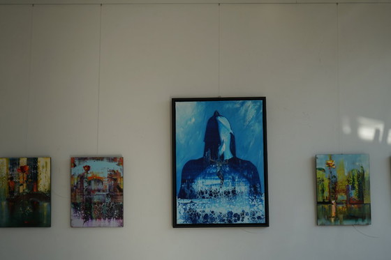 Image 1 of Original abstract figurative painting inspired by transformation, inner silence and the deep connection between human conscious