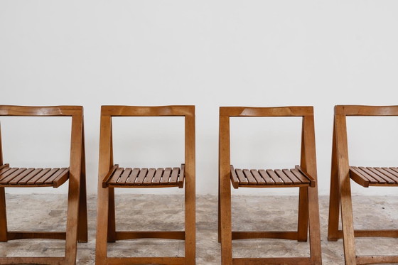 Image 1 of Aldo Jacober voor Alberto Bazzani: 4 Trieste-stoelen, vintage design uit de jaren 60.