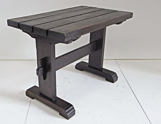 Image 1 of Set da giardino ALFONS, tavolo con 2 sedie, realizzato a mano, in rovere massello, anni '70