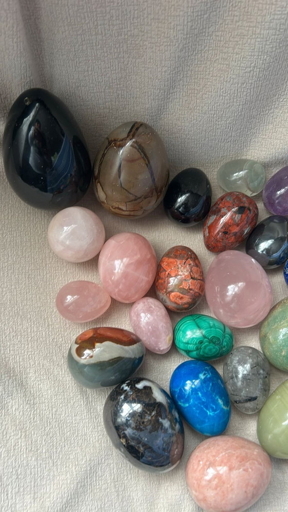 Image 1 of Set of 25 stone eggs in different colors