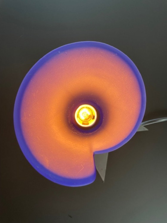 Image 1 of Vintage Zicoli design lamp sapphire blue glass stainless steel