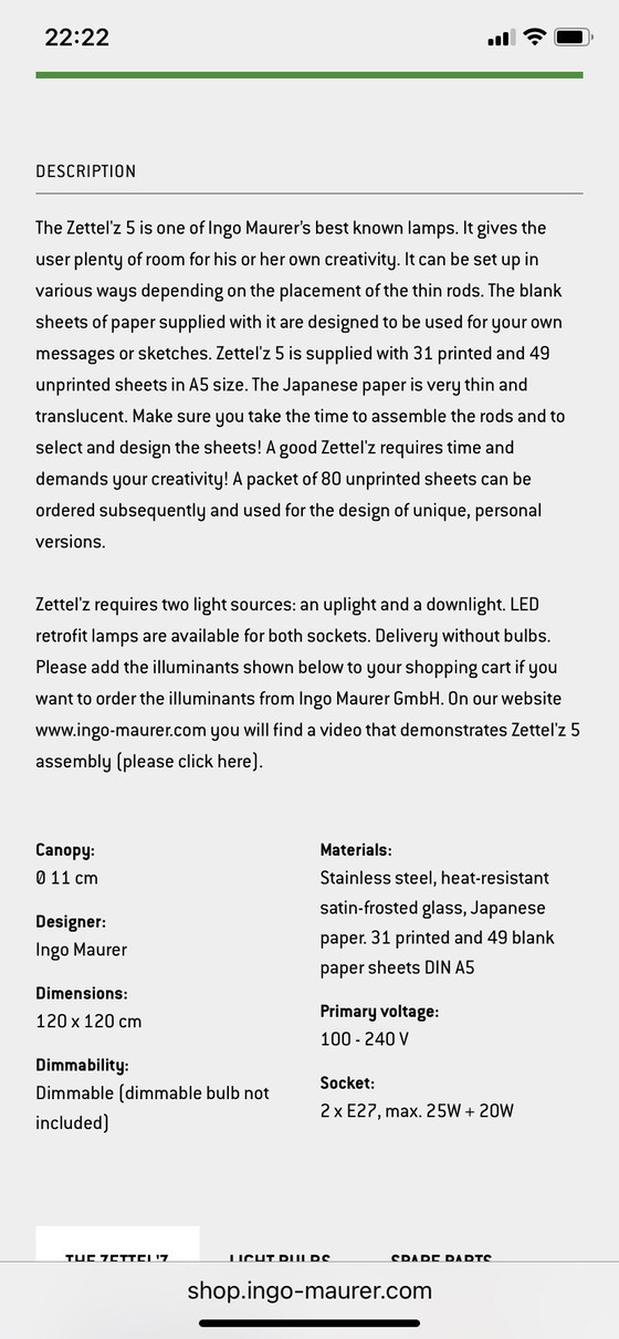 Image 1 of Zettel'z 5 -Lampe suspendue Ingo Maurer