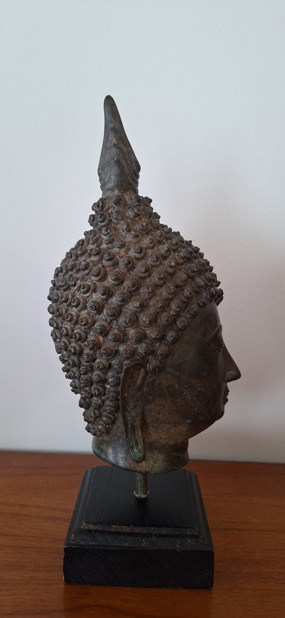 Tête de Bouddha en Bronze, Sculptures, Bois, Noir (photo 6 sur 9)
