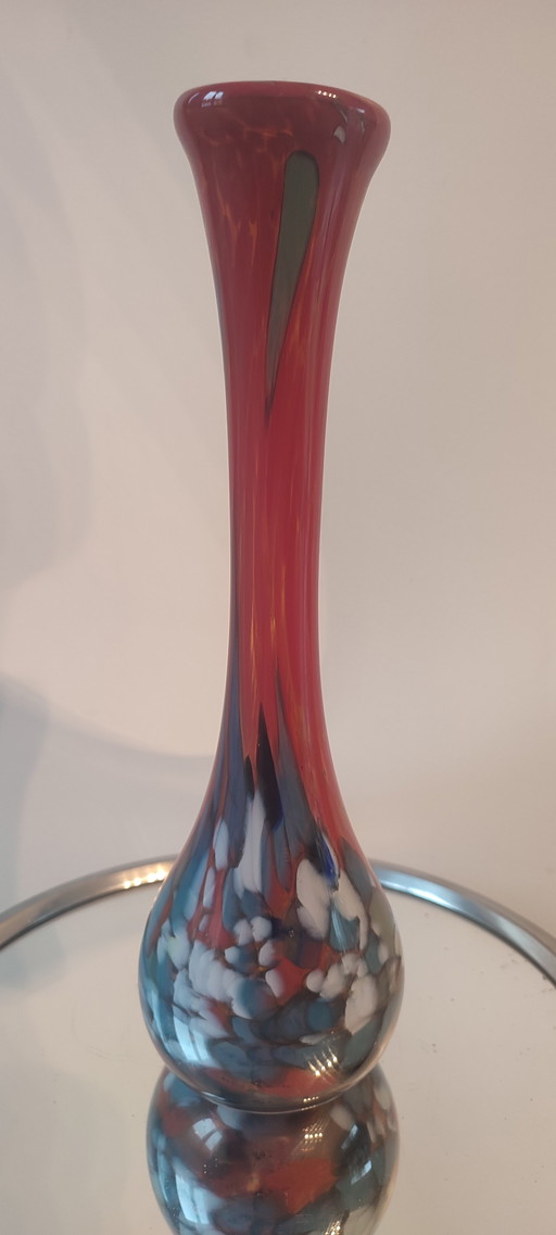 Blown glass soliflore vase ("Spatter Glass") from the 1960s-70s