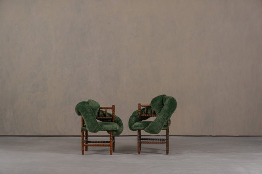 Vintage Bobbin Chairs, reimagined By Corina Olaru, Holland 1930s Set of 2