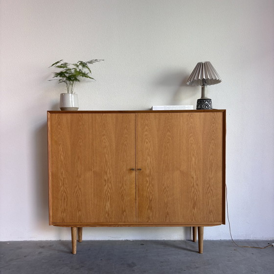 Image 1 of Vintage Danish wall cabinet- highboard oak