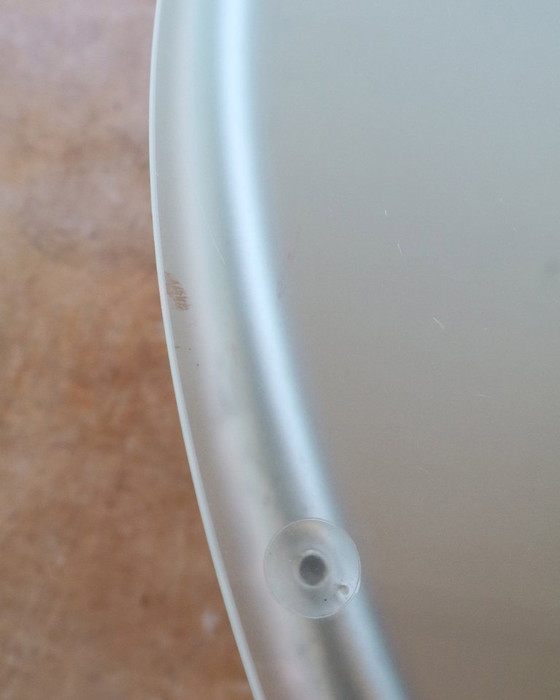 Image 1 of Vintage round tubular frame table frosted glass