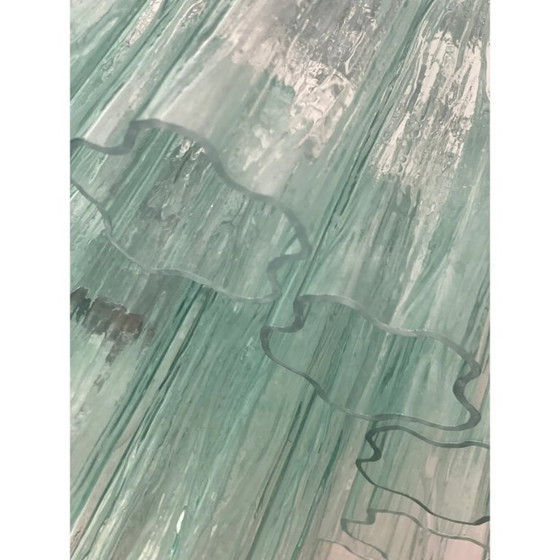 Image 1 of Eigentijdse groene “Tronchi” kroonluchter van Muranoglas in Venini-stijl