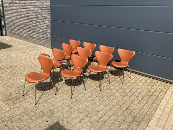 Image 1 of Fritz Hansen series 7 Butterfly chairs in Cognac leather NEW!!