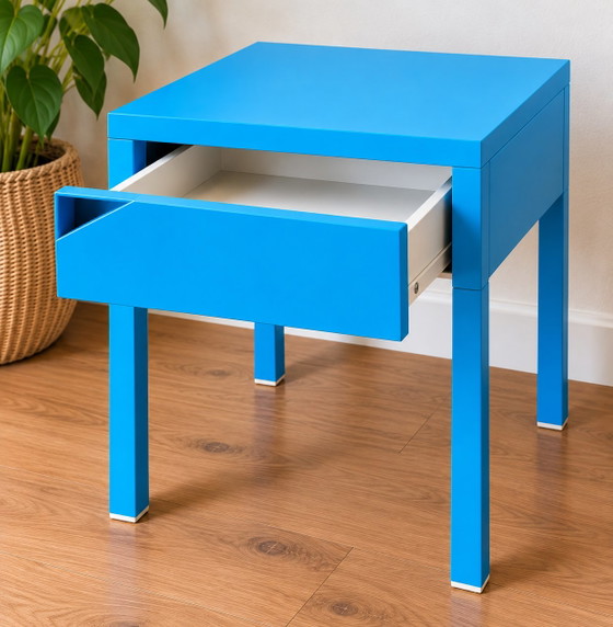 Set aus 2 IKEA SELJE Nachttische – blau – eingestelltes Design – Metal, Mdf (photo 4 of 5)