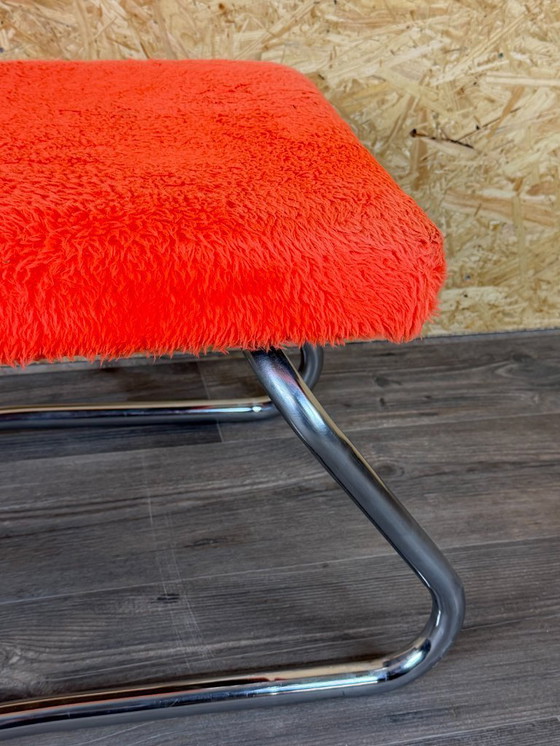 Image 1 of 60er 70er Jahre Hocker Ottomane Sitzhocker Fußhocker mit Leiter Space Age Orange