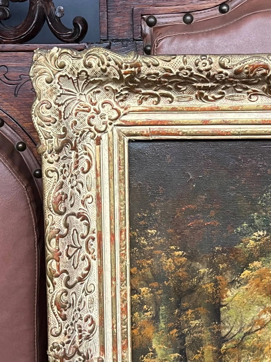 J. Somers, "Paesaggio boschivo." Olio su tela., Dipinti e disegni (foto 3 di 8)