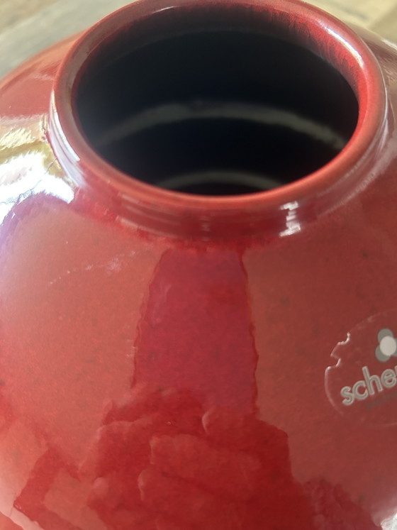 Vintage Scheurich UFO Vase 629/13 PASSION - Oxblood Red - West Germany 70s - Fat Lava Space Age (photo 6 of 6)