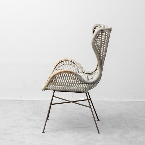 Fauteuil Lounge Vintage en Rotin et Métal, Design Moderne des Années 60 – Metal, Rattan (photo 5 of 12)