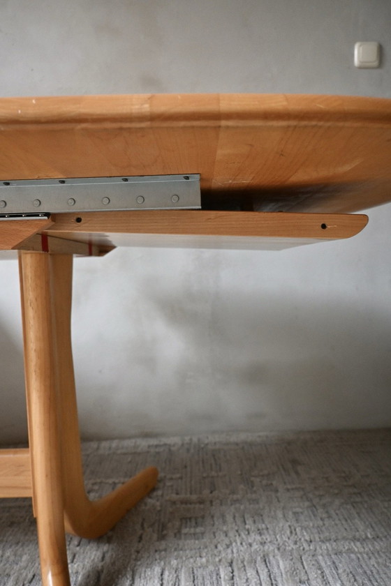 Ausziehbarer skandinavischer ovaler Esstisch aus den 70er Jahren, Esstische, Holz, Beige (Foto 15 von 15)