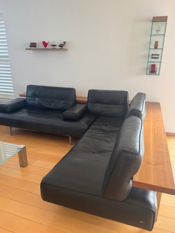 Image 1 of Divano angolare di design Rolf Benz Dono in pelle nera - noce