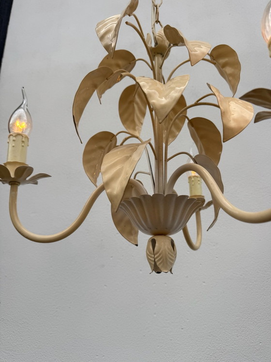 Lampadario stile fiorentino anni '70 con foglie di tabacco – Metallo (photo 8 of 14)