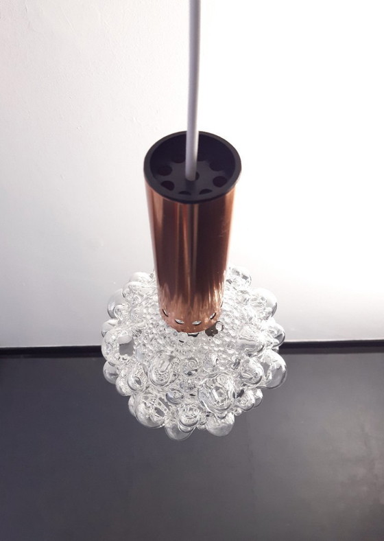 Image 1 of 1 of 3 Helena Tynell vintage bubble glass pendant lamps, timeless mcm glass pendant lamp