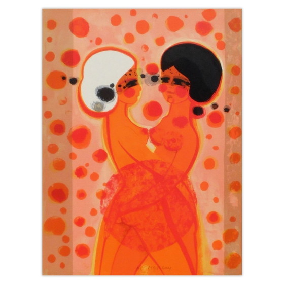 Image 1 of Frédéric MENGUY Die Engelsfrauen - Die Umarmung Signierte Lithografie 1975