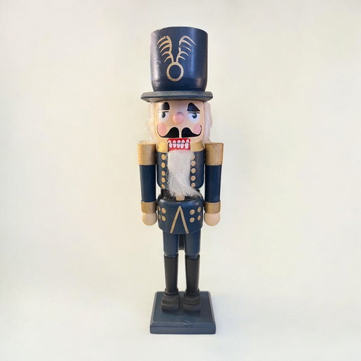 Cascanueces original "Soldado" | Uniforme azul oscuro y dorado | Hecho a mano en Erzgebirge