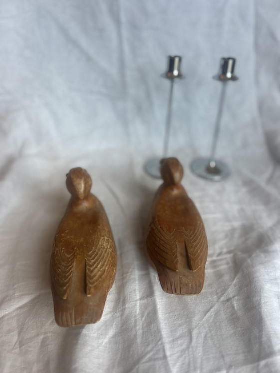 Image 1 of Houten vintage eenden koppel lokeend prachtig mooi huwelijkscadeau handgemaakt