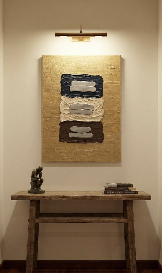 Image 1 of Abstract "Textured Art" Painting - Original Silver & Black Artwork - Modern Japanese Style