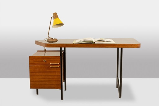 Georges Frydman. Asymmetrischer Schreibtisch mit Schubladen. 1950er-60er Jahre.