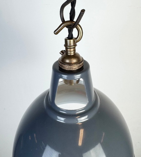 Image 1 of Lampada a sospensione vintage industriale verniciata in grigio, anni 2000