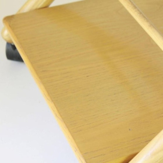 Image 1 of 1x Carrello bar vintage con struttura in legno massello e ruote, Italia anni '80