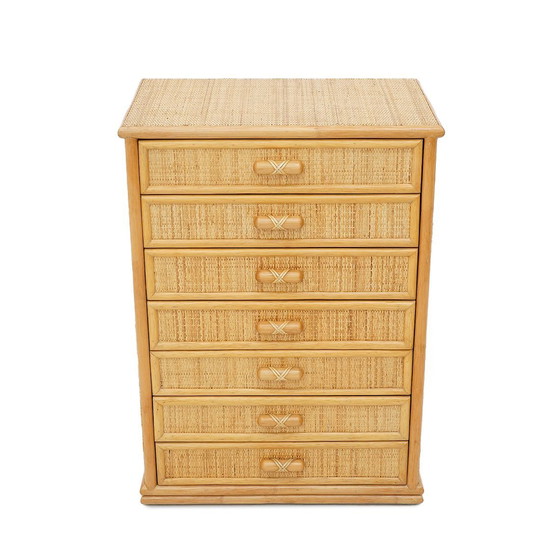 Image 1 of Rieten ladekast, jaren 1980