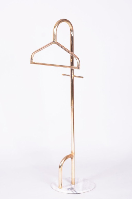 Porte-vêtements original Mid-Century, Laiton, Marbre, France, années 1960