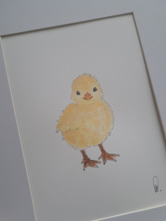 Image 1 of Set of 3 watercolor paintings of baby animals | Includes frames
